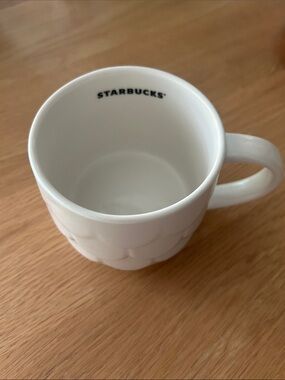 Starbucks White Ceramic Mug with Embossed Scale Pattern
